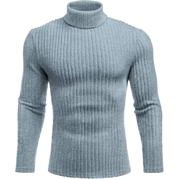 Ekouaer Men Turtleneck TShirts Long Sleeve Shirt Thermal Tops Lightweight Baselayer Ribbed Pullover Sweaters SXXLBlue