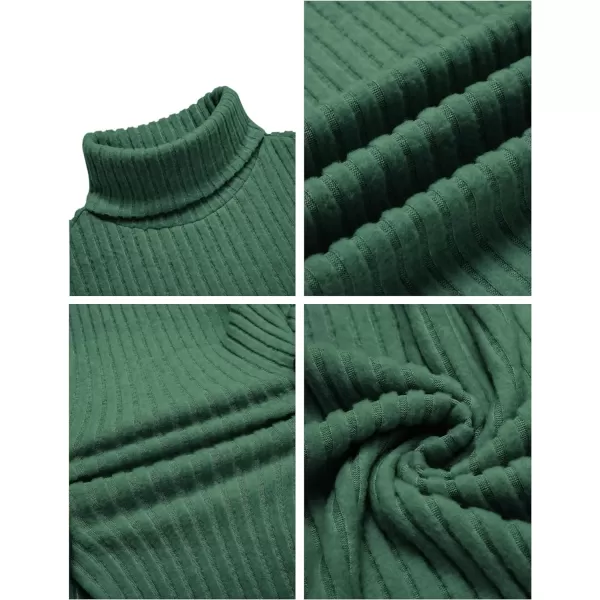 Ekouaer Men Turtleneck TShirts Long Sleeve Shirt Thermal Tops Lightweight Baselayer Ribbed Pullover Sweaters SXXLGreen