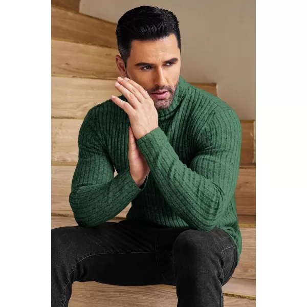 Ekouaer Men Turtleneck TShirts Long Sleeve Shirt Thermal Tops Lightweight Baselayer Ribbed Pullover Sweaters SXXLGreen