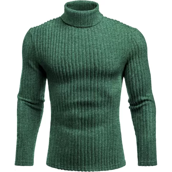 Ekouaer Men Turtleneck TShirts Long Sleeve Shirt Thermal Tops Lightweight Baselayer Ribbed Pullover Sweaters SXXLGreen
