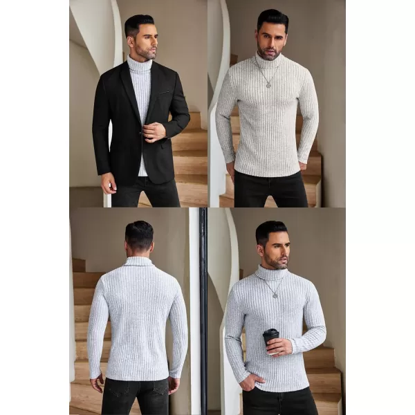 Ekouaer Men Turtleneck TShirts Long Sleeve Shirt Thermal Tops Lightweight Baselayer Ribbed Pullover Sweaters SXXLGrey
