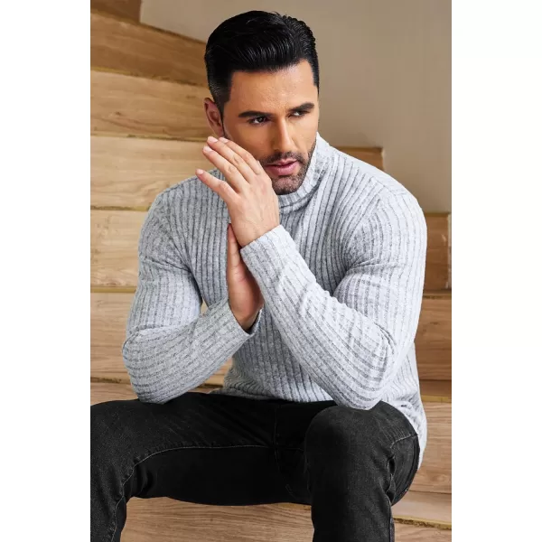Ekouaer Men Turtleneck TShirts Long Sleeve Shirt Thermal Tops Lightweight Baselayer Ribbed Pullover Sweaters SXXLGrey