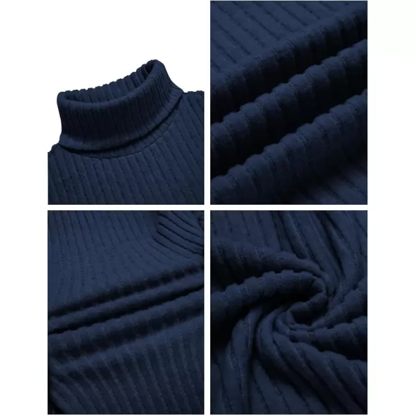 Ekouaer Men Turtleneck TShirts Long Sleeve Shirt Thermal Tops Lightweight Baselayer Ribbed Pullover Sweaters SXXLNavy Blue