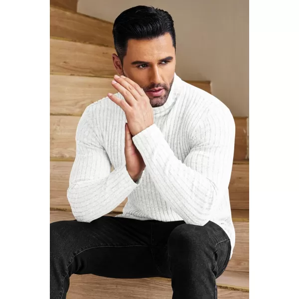 Ekouaer Men Turtleneck TShirts Long Sleeve Shirt Thermal Tops Lightweight Baselayer Ribbed Pullover Sweaters SXXLWhite
