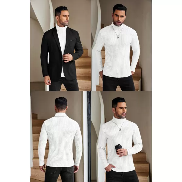 Ekouaer Men Turtleneck TShirts Long Sleeve Shirt Thermal Tops Lightweight Baselayer Ribbed Pullover Sweaters SXXLWhite