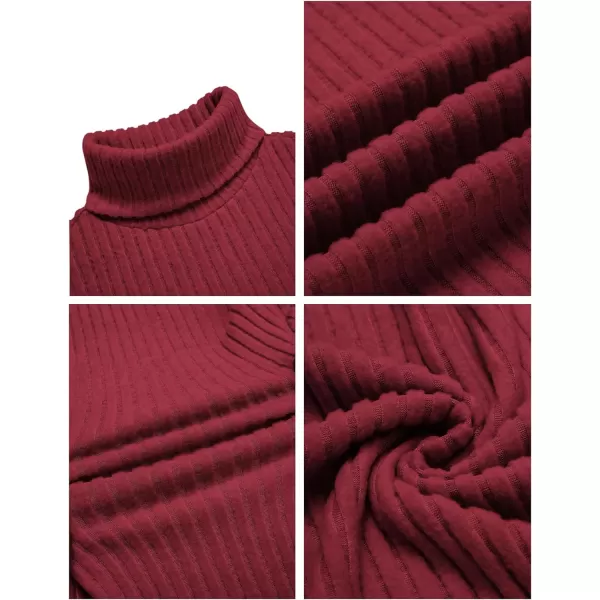 Ekouaer Men Turtleneck TShirts Long Sleeve Shirt Thermal Tops Lightweight Baselayer Ribbed Pullover Sweaters SXXLWine Red