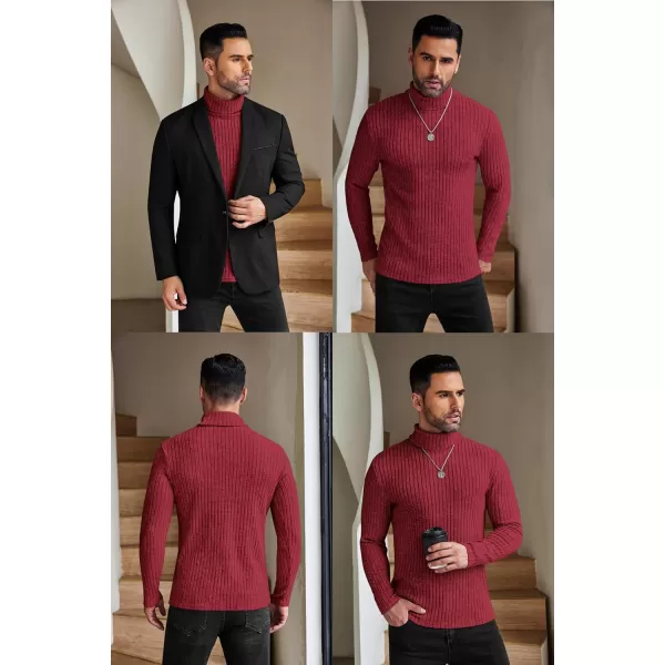 Ekouaer Men Turtleneck TShirts Long Sleeve Shirt Thermal Tops Lightweight Baselayer Ribbed Pullover Sweaters SXXLWine Red