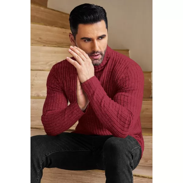 Ekouaer Men Turtleneck TShirts Long Sleeve Shirt Thermal Tops Lightweight Baselayer Ribbed Pullover Sweaters SXXLWine Red