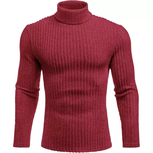 Ekouaer Men Turtleneck TShirts Long Sleeve Shirt Thermal Tops Lightweight Baselayer Ribbed Pullover Sweaters SXXLWine Red