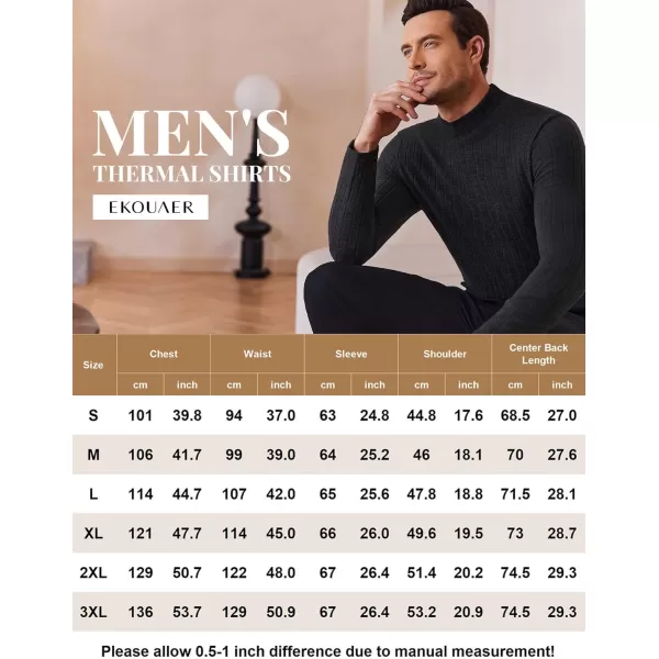 Ekouaer Mens Mock Turtleneck Shirts Long Sleeve Underwear Tops Fleece Ribbed Knit Pullover Sweater Basic Thermal SweatshirtsBlack