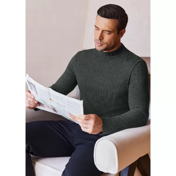 Ekouaer Mens Mock Turtleneck Shirts Long Sleeve Underwear Tops Fleece Ribbed Knit Pullover Sweater Basic Thermal SweatshirtsDark Grey