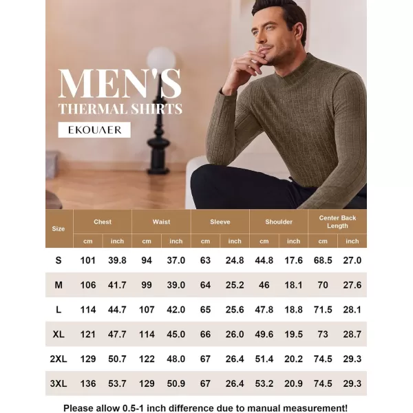 Ekouaer Mens Mock Turtleneck Shirts Long Sleeve Underwear Tops Fleece Ribbed Knit Pullover Sweater Basic Thermal SweatshirtsGreen Gray