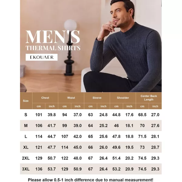 Ekouaer Mens Mock Turtleneck Shirts Long Sleeve Underwear Tops Fleece Ribbed Knit Pullover Sweater Basic Thermal SweatshirtsNavy Blue