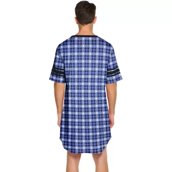 Ekouaer Mens Nightshirt Comfy Nightwear BigampTall V Neck Short Sleeve Soft Loose Pajama Sleep ShirtPattern 5