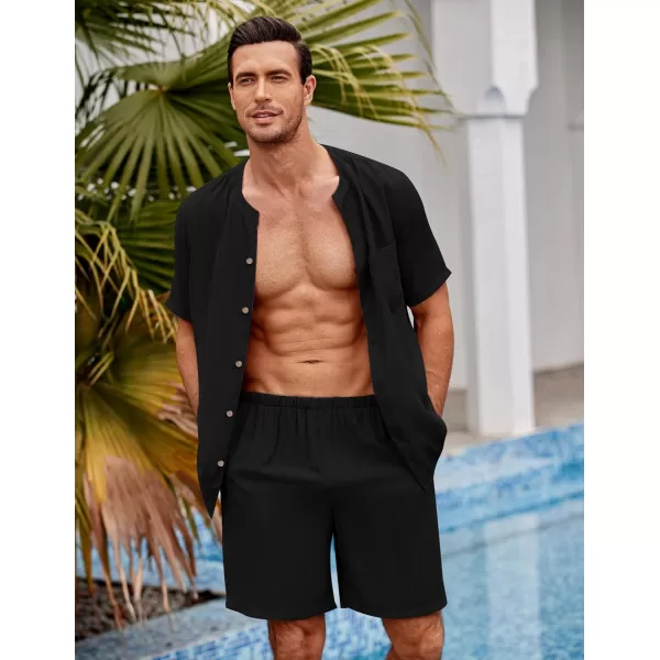 Ekouaer Mens Pajama Sets Short Sleeve Beach Lounge Wear Button Front Pj Shirts Shorts Set with Pocket Summer BlackEkouaer Mens Pajama Sets Short Sleeve Beach Lounge Wear Button Front Pj Shirts Shorts Set with Pocket Summer Black