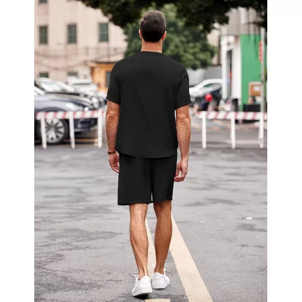 Ekouaer Mens Pajama Sets Short Sleeve Beach Lounge Wear Button Front Pj Shirts Shorts Set with Pocket Summer BlackEkouaer Mens Pajama Sets Short Sleeve Beach Lounge Wear Button Front Pj Shirts Shorts Set with Pocket Summer Black
