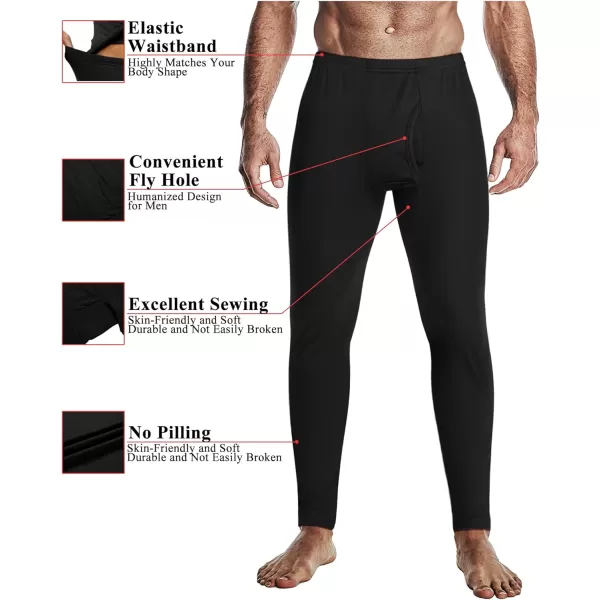 Ekouaer Mens Thermal Underwear Stretchy Long Johns Set Micro Fleece Warm Base Layer 2 Piece Basic Top amp Bottom SuitS3XLBlack