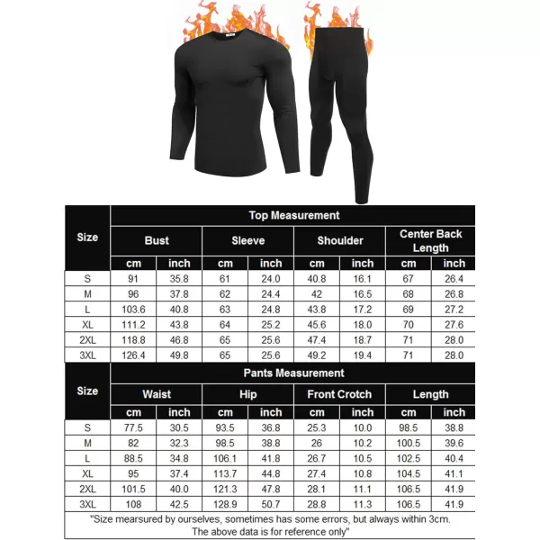 Ekouaer Mens Thermal Underwear Stretchy Long Johns Set Micro Fleece Warm Base Layer 2 Piece Basic Top amp Bottom SuitS3XLBlack