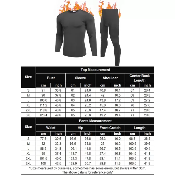 Ekouaer Mens Thermal Underwear Stretchy Long Johns Set Micro Fleece Warm Base Layer 2 Piece Basic Top amp Bottom SuitS3XLDeep Grey