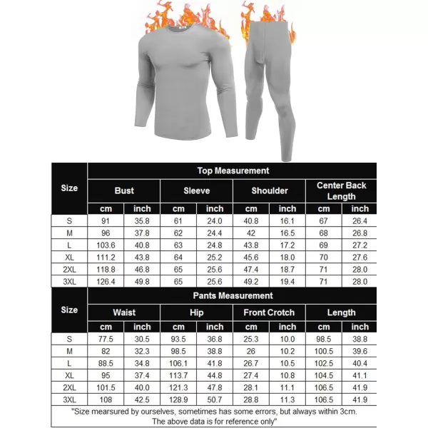 Ekouaer Mens Thermal Underwear Stretchy Long Johns Set Micro Fleece Warm Base Layer 2 Piece Basic Top amp Bottom SuitS3XLLight Grey