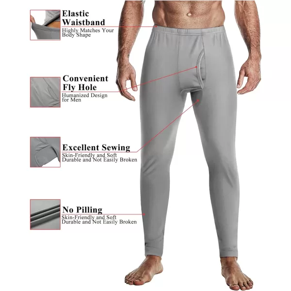 Ekouaer Mens Thermal Underwear Stretchy Long Johns Set Micro Fleece Warm Base Layer 2 Piece Basic Top amp Bottom SuitS3XLLight Grey