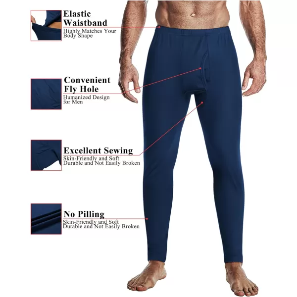 Ekouaer Mens Thermal Underwear Stretchy Long Johns Set Micro Fleece Warm Base Layer 2 Piece Basic Top amp Bottom SuitS3XLNavy Blue