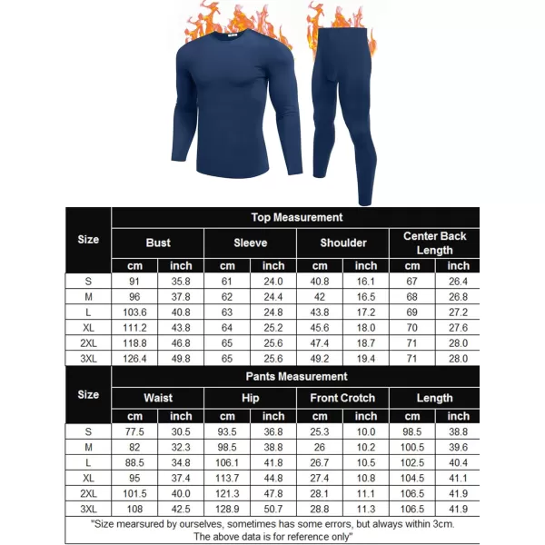 Ekouaer Mens Thermal Underwear Stretchy Long Johns Set Micro Fleece Warm Base Layer 2 Piece Basic Top amp Bottom SuitS3XLNavy Blue