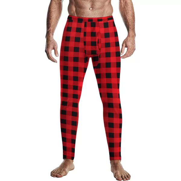 Ekouaer Mens Thermal Underwear Stretchy Long Johns Set Micro Fleece Warm Base Layer 2 Piece Basic Top amp Bottom SuitS3XLPlaid Red amp Black