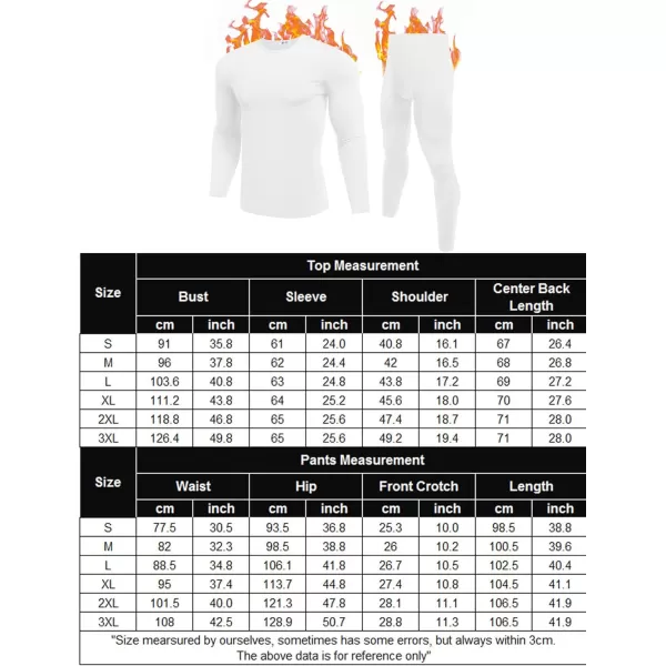 Ekouaer Mens Thermal Underwear Stretchy Long Johns Set Micro Fleece Warm Base Layer 2 Piece Basic Top amp Bottom SuitS3XLWhite