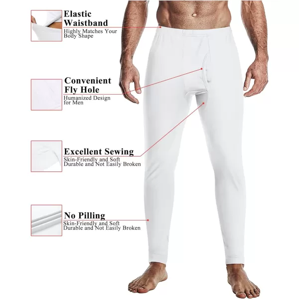 Ekouaer Mens Thermal Underwear Stretchy Long Johns Set Micro Fleece Warm Base Layer 2 Piece Basic Top amp Bottom SuitS3XLWhite