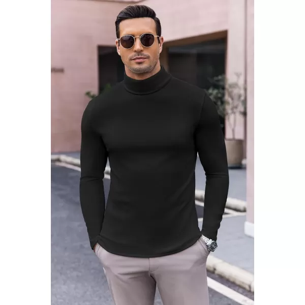 Ekouaer Mens Turtleneck Long Sleeve Turtle Neck Shirts Basic Lightweight Undershirt Thermal Pullover Sweater SXXLBlack