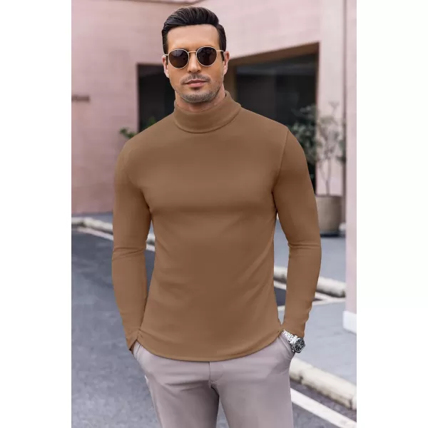 Ekouaer Mens Turtleneck Long Sleeve Turtle Neck Shirts Basic Lightweight Undershirt Thermal Pullover Sweater SXXLBrown