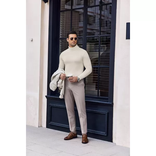 Ekouaer Mens Turtleneck Long Sleeve Turtle Neck Shirts Basic Lightweight Undershirt Thermal Pullover Sweater SXXLLight Beige