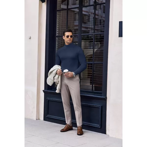 Ekouaer Mens Turtleneck Long Sleeve Turtle Neck Shirts Basic Lightweight Undershirt Thermal Pullover Sweater SXXLNavy Blue