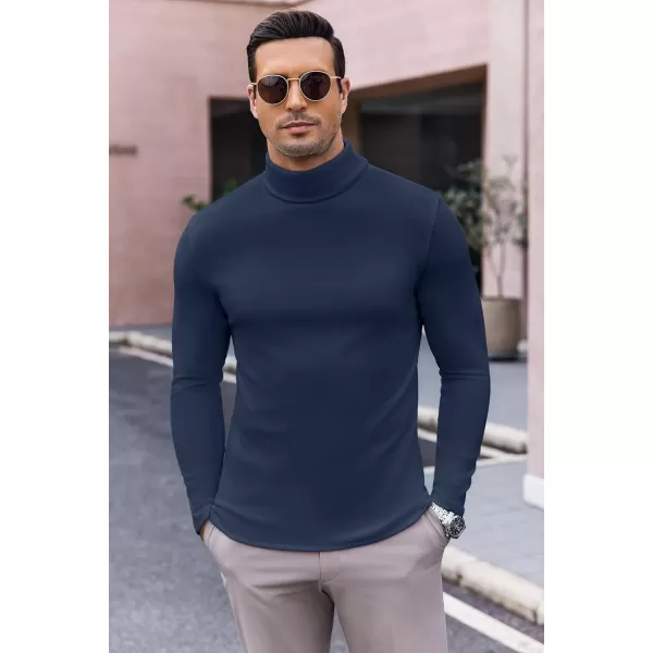 Ekouaer Mens Turtleneck Long Sleeve Turtle Neck Shirts Basic Lightweight Undershirt Thermal Pullover Sweater SXXLNavy Blue