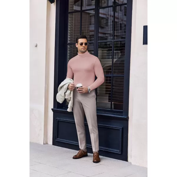 Ekouaer Mens Turtleneck Long Sleeve Turtle Neck Shirts Basic Lightweight Undershirt Thermal Pullover Sweater SXXLPink