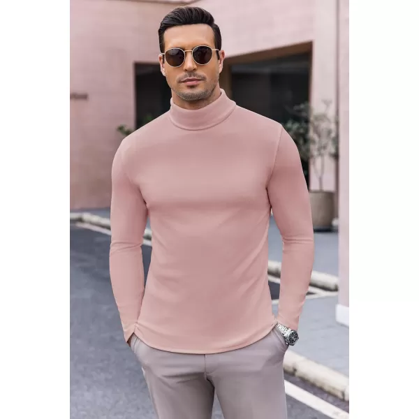 Ekouaer Mens Turtleneck Long Sleeve Turtle Neck Shirts Basic Lightweight Undershirt Thermal Pullover Sweater SXXLPink
