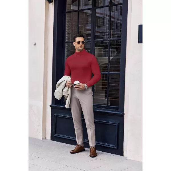 Ekouaer Mens Turtleneck Long Sleeve Turtle Neck Shirts Basic Lightweight Undershirt Thermal Pullover Sweater SXXLRed