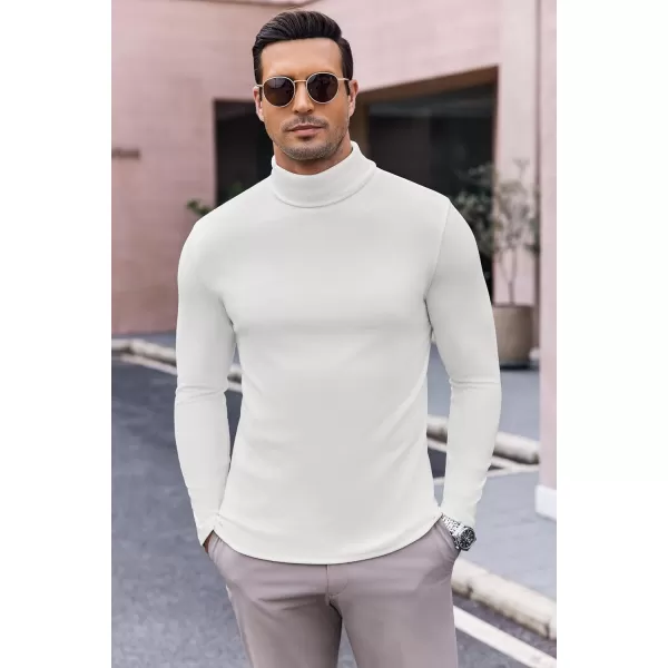 Ekouaer Mens Turtleneck Long Sleeve Turtle Neck Shirts Basic Lightweight Undershirt Thermal Pullover Sweater SXXLWhite
