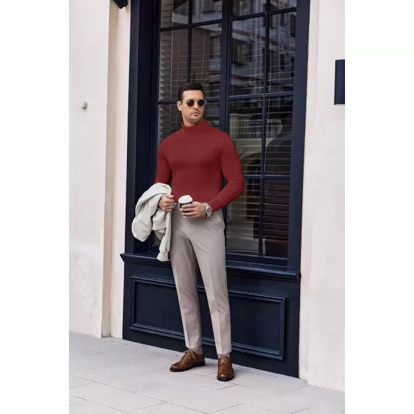 Ekouaer Mens Turtleneck Long Sleeve Turtle Neck Shirts Basic Lightweight Undershirt Thermal Pullover Sweater SXXLWine Red