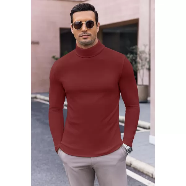 Ekouaer Mens Turtleneck Long Sleeve Turtle Neck Shirts Basic Lightweight Undershirt Thermal Pullover Sweater SXXLWine Red