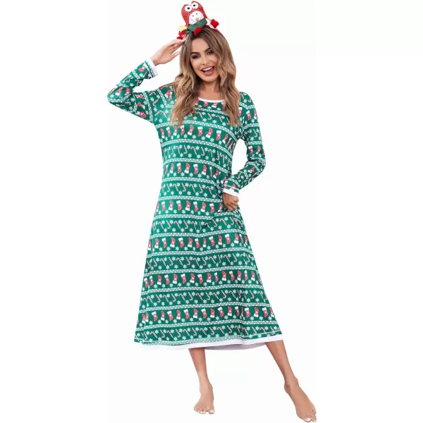 Ekouaer Nightgown Women Long Sleeve Sleepwear Full Length Long Nightshirt Soft Loungewear SXXXLGreen Candy