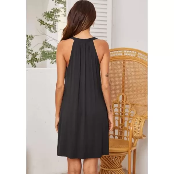 Ekouaer Nightgown Womens Sleeveless Sleepwear V Neck Racerback Sleep Dress SXXLBlack