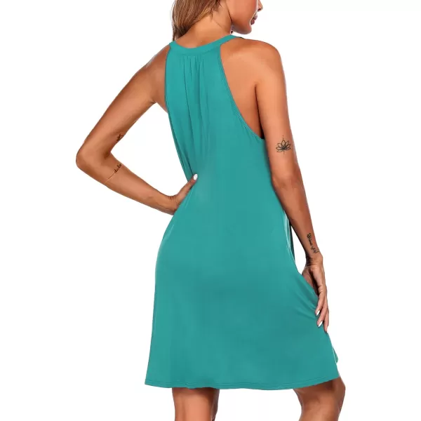 Ekouaer Nightgown Womens Sleeveless Sleepwear V Neck Racerback Sleep Dress SXXLBlue Green