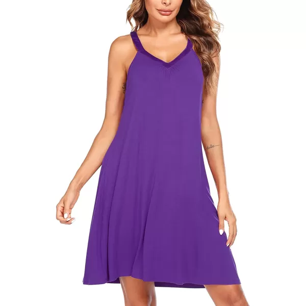 Ekouaer Nightgown Womens Sleeveless Sleepwear V Neck Racerback Sleep Dress SXXLPurple