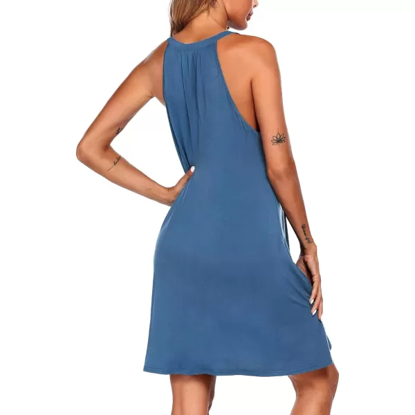 Ekouaer Nightgown Womens Sleeveless Sleepwear V Neck Racerback Sleep Dress SXXLRoyal Blue