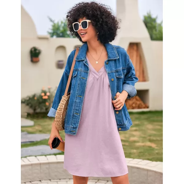 Ekouaer Nightgown for Women Sleeveless Sleepwear Lightweight Racerback Sleep Shirt Pleated V Neck Night Dress Short ChemiseLight Pink