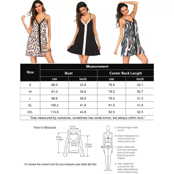 Ekouaer Nightgowns for Women Sexy Sleeveless Sleep Dress Racerback Sleepwear Deep V Neck Short Chemise Sleepshirts SXXLLeaf Print