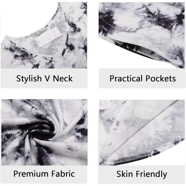 Ekouaer Nightgowns for Women V Neck Nightshirts Short Sleeve Soft Sleepwear Side Split Pockets Long Nightdress S3XLPat4 Tie Dye
