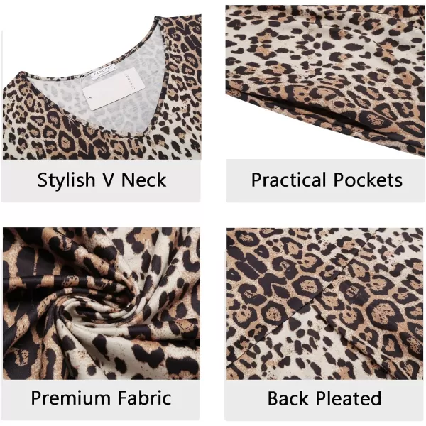 Ekouaer Nightgowns for Women V Neck Nightshirts Short Sleeve Soft Sleepwear Side Split Pockets Long Nightdress S3XLPat6 Leopard